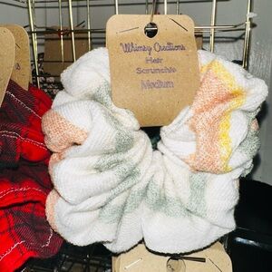 Whimsy Creations White and Orange Hair Scrunchie